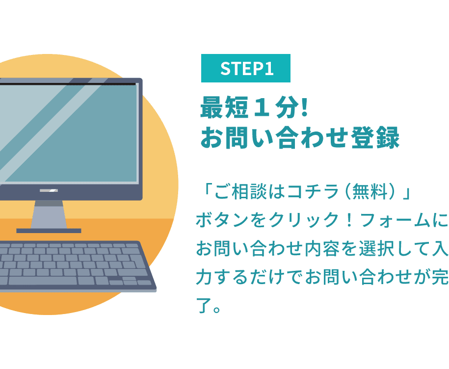 step1最短1分！お問い合わせ登録