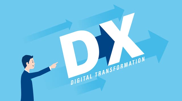 ビジネスマンがDXを推進するイメージイラスト
