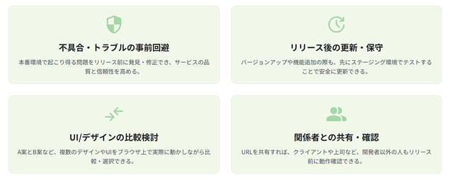 ステージング環境構築のメリット