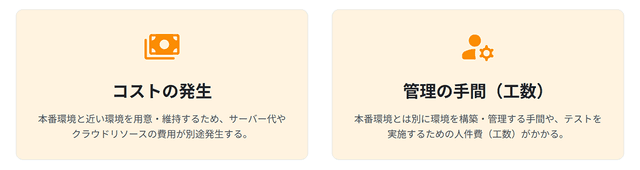 ステージング環境のデメリット